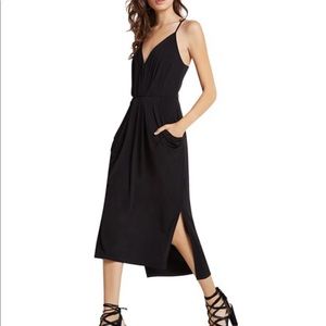 BCBG XS black faux wrap dress with pockets